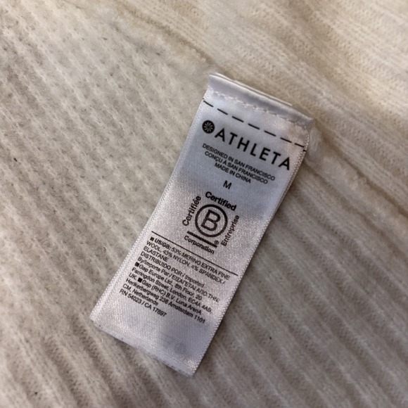 ATHLETA Ivory‎ Wool Blend Cream V Neck Cardigan Sweater Size M Ribbed - Picture 7 of 7